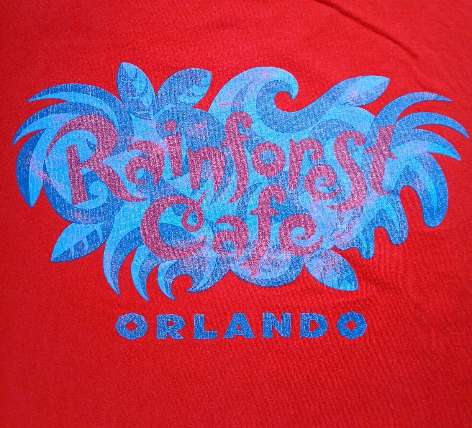 Vintage Rainforest Cafe T-Shirt 2XL Mens Red Made In USA Orlando Florida gallery
