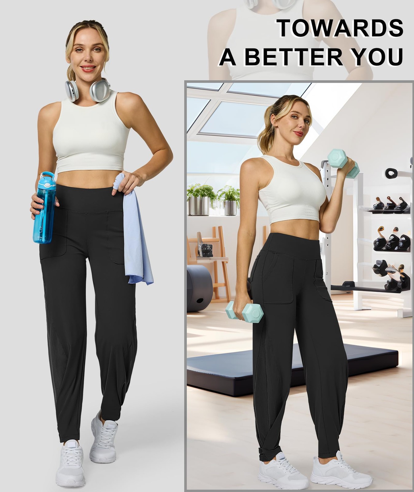 Women's Wide Leg Yoga Pants with Pockets High Waist Loose Casual Trousers gallery