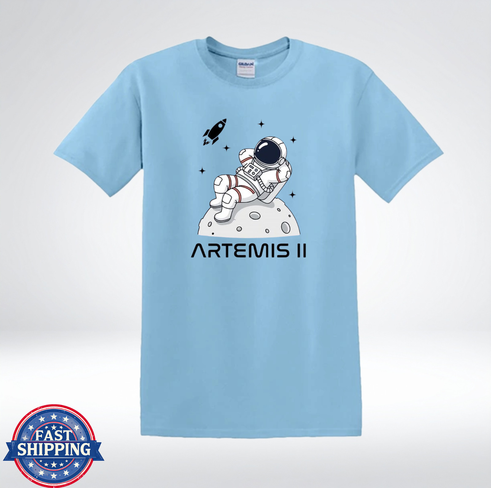 Artemis II Astronaut On Moon Funny Space Relax Graphic T-Shirt gallery