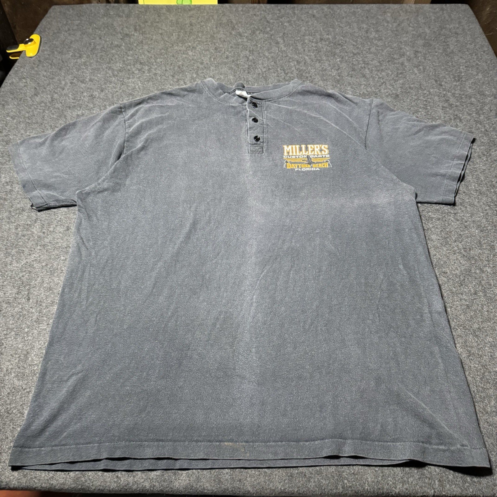 VTG 90s Millers Custom Parts Henley Biker Shirt Mens XL Fader Grunge gallery