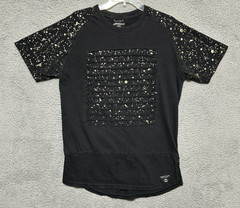 Switch Remarkable Razor Cut Skippered Shirt Mens XL Black With Gold Splatter