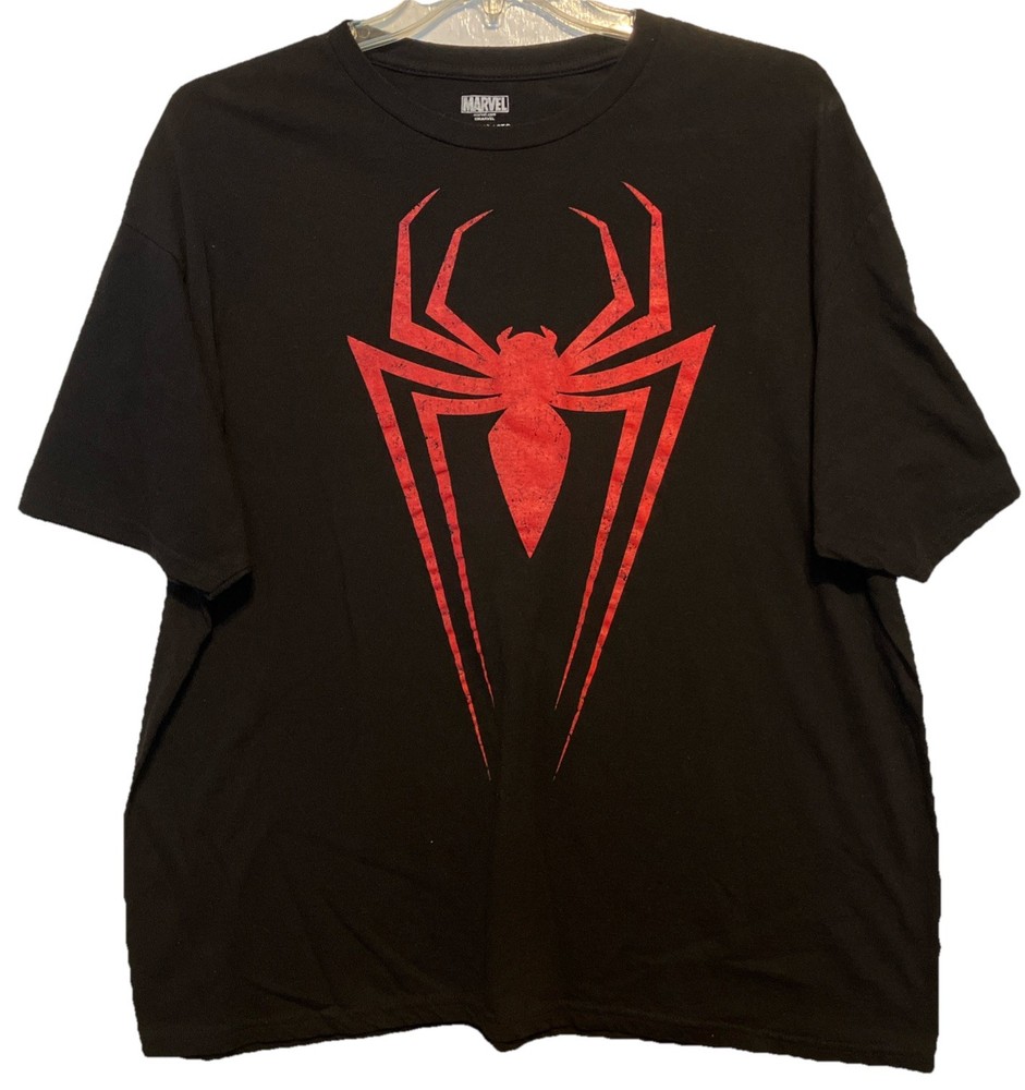 Marvel Spider-Man Comic Black Tee W/Red Spider. Extra-Large, 100% Cotton EUC