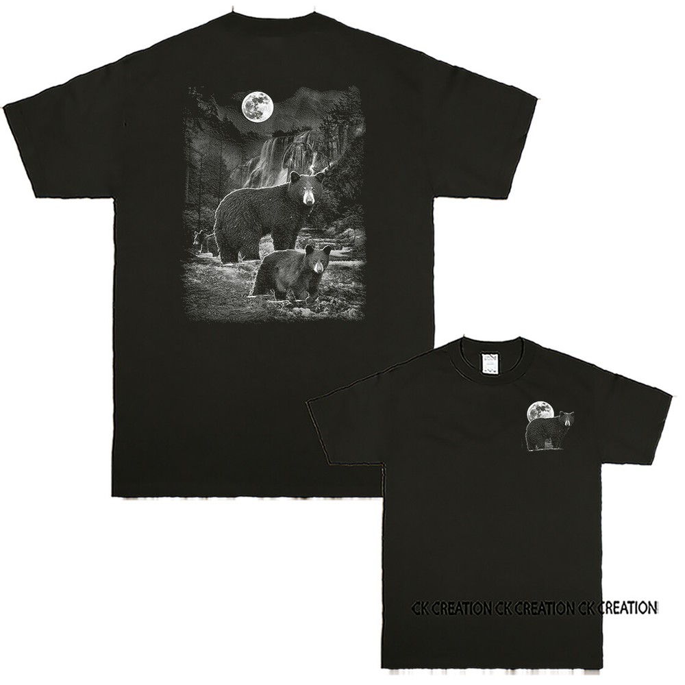 Night Bears Wilderness Wildlife Outdoor Nature Moon Animal T-shirt