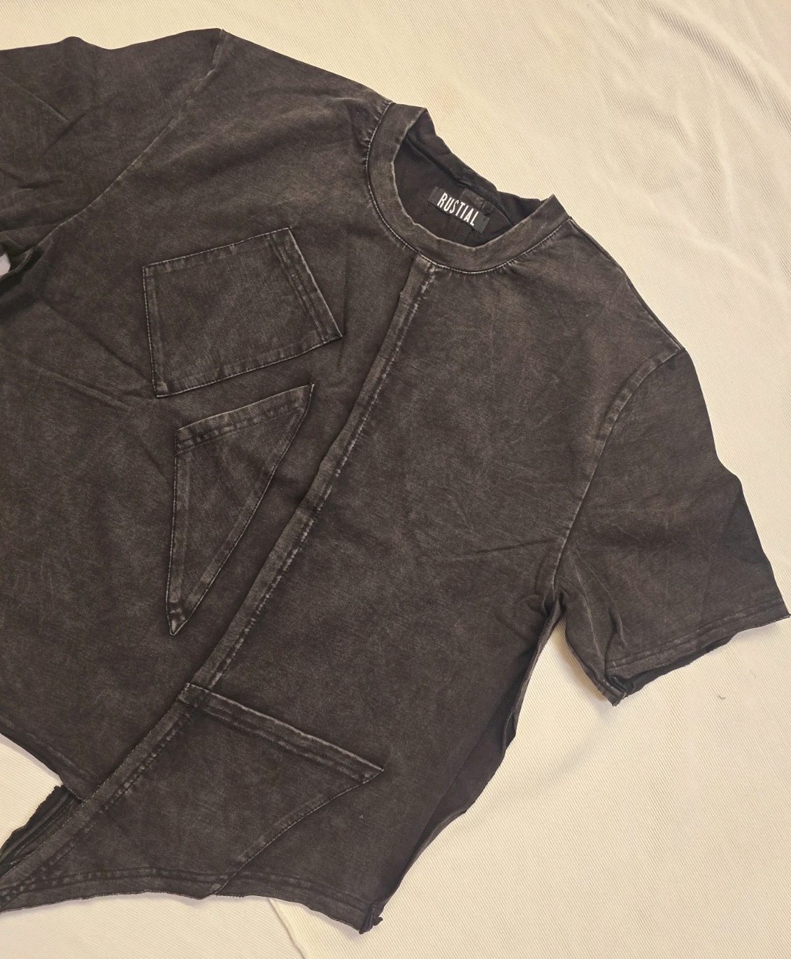 RUSTIAL Adult Streetwear Abstract Denim Wash T-Shirt *Extremely Rare*- SMALL gallery