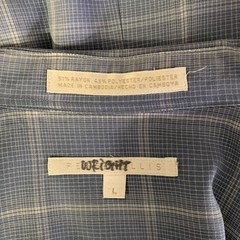 PERRY ELLIS Size L Blue Grey Plaid Rayon Blend Pointed Collar Short Sleeve Shirt