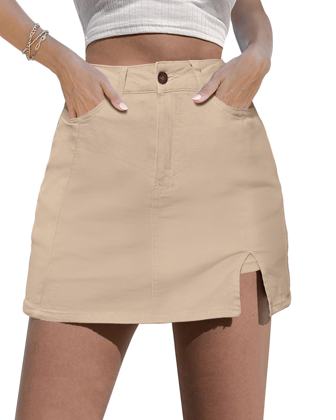 Stretchy Jean Skorts for Women Denim Mini Skirt with High Waisted Denim Short…