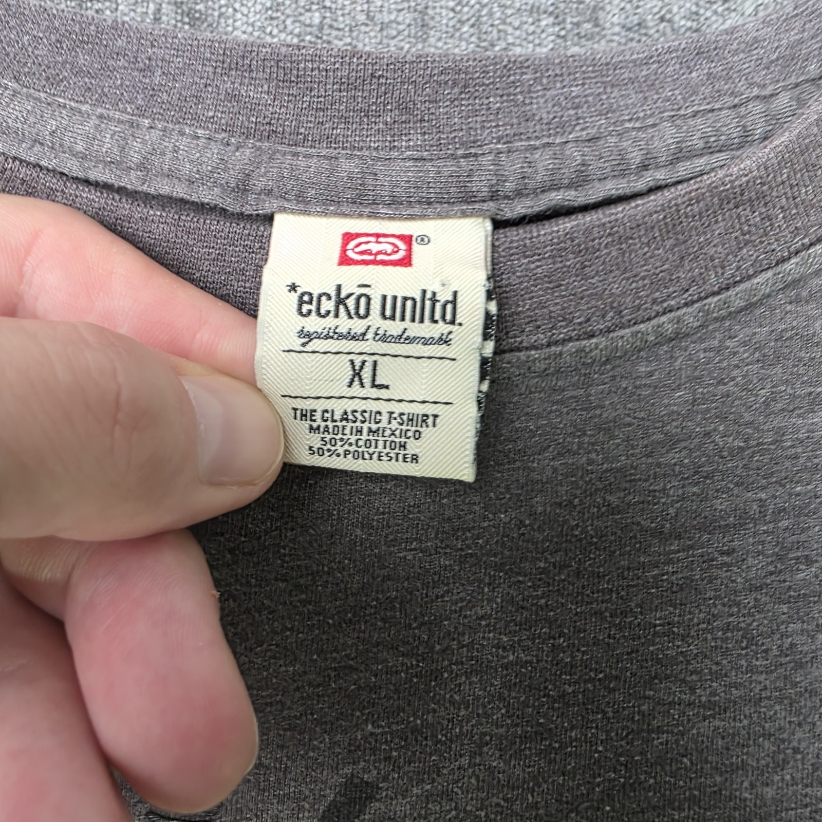 Vtg Y2K Exko Unlimited T Shirt Mens XL Gray Big Classic Logo Polycotton Hip Hop gallery