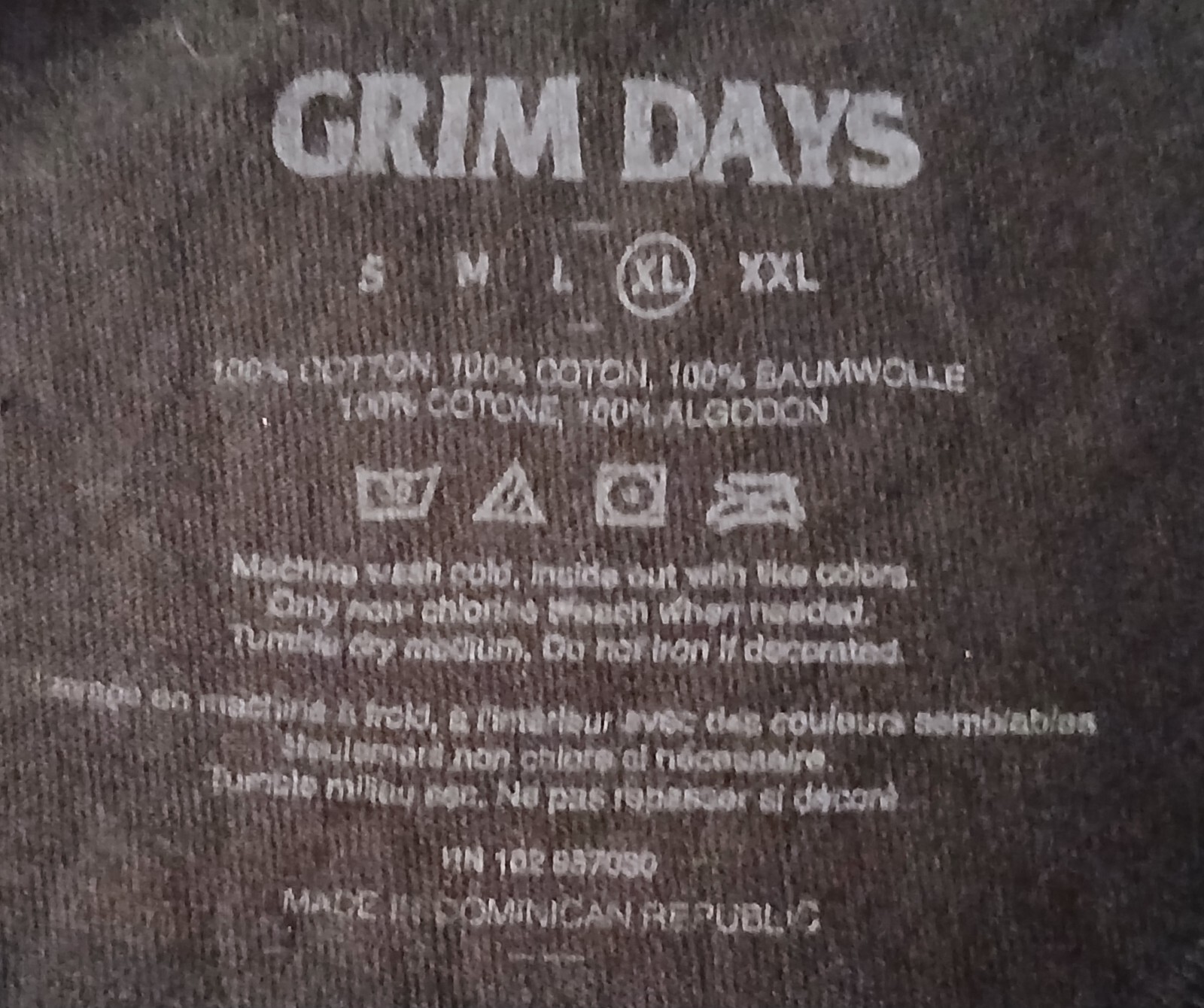 Grim Days Luxury Lounge Mens Two Sided Black Graphic T-shirt Size XL gallery