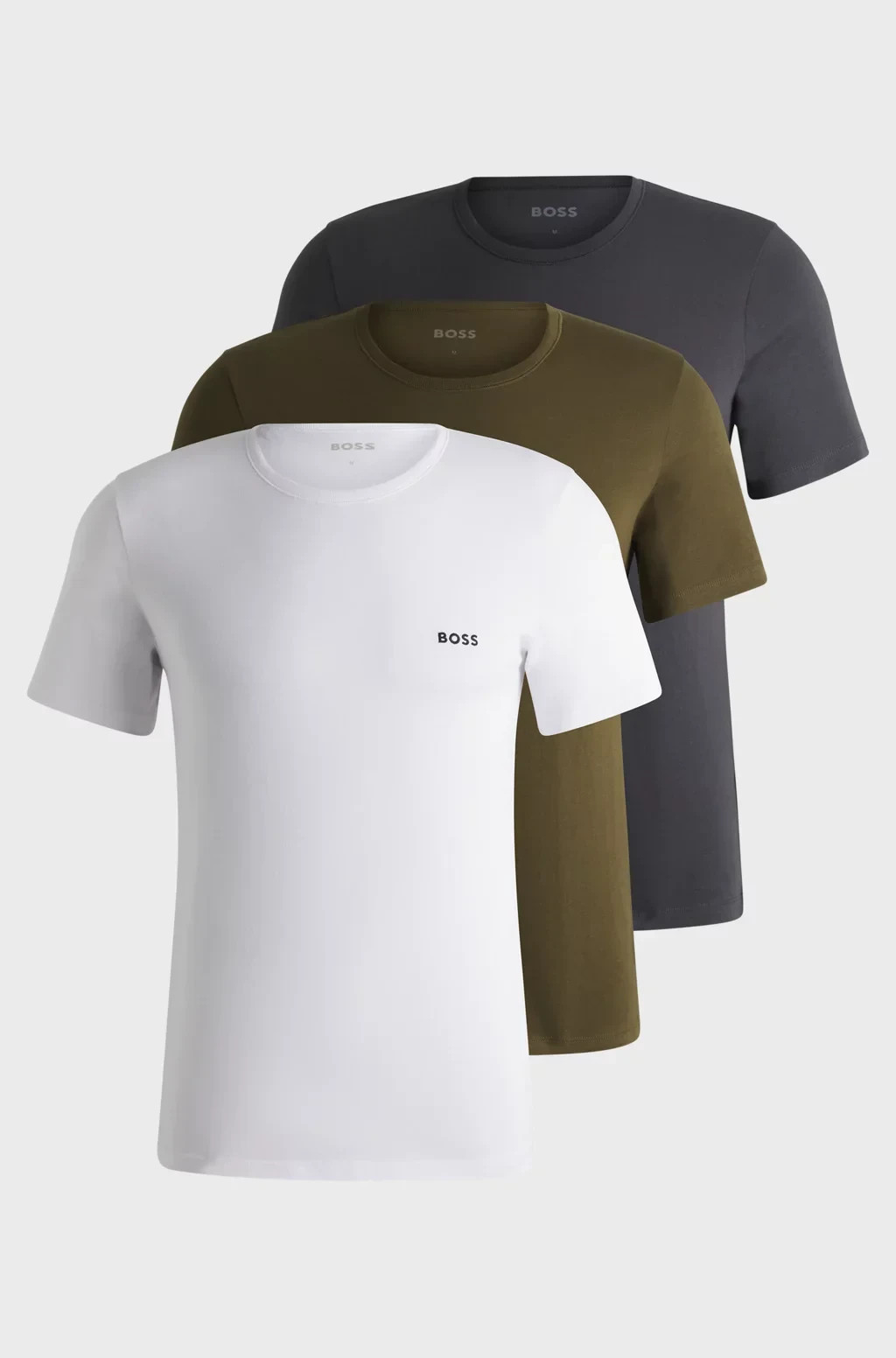 BOSS Mens T-Shirts Multicoloured 3 Pack Short Sleeve With Logo – Size M