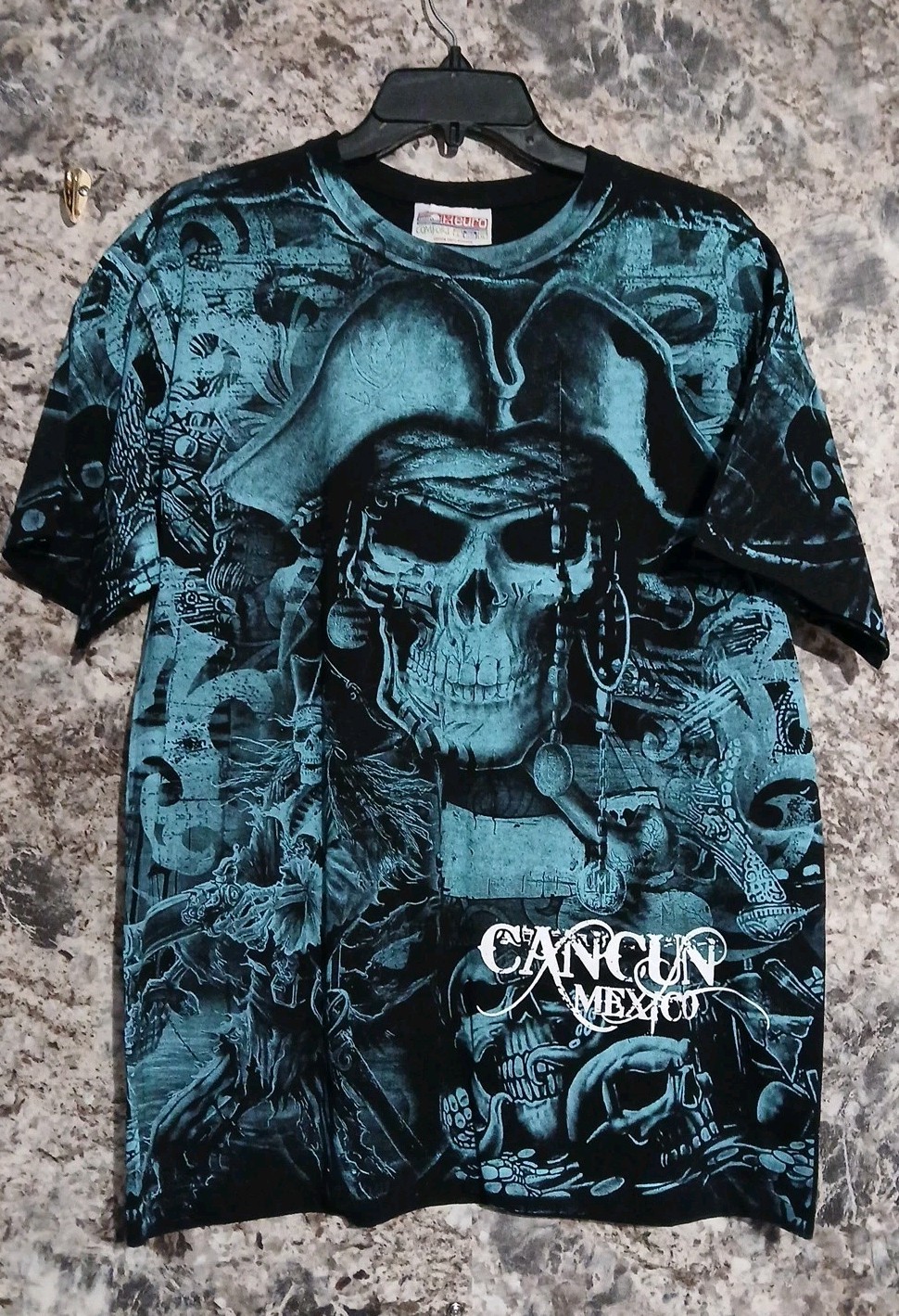 Pirates, Cancun, Mexico T Shirt, Mens Size Large, All Over Print, Excellent