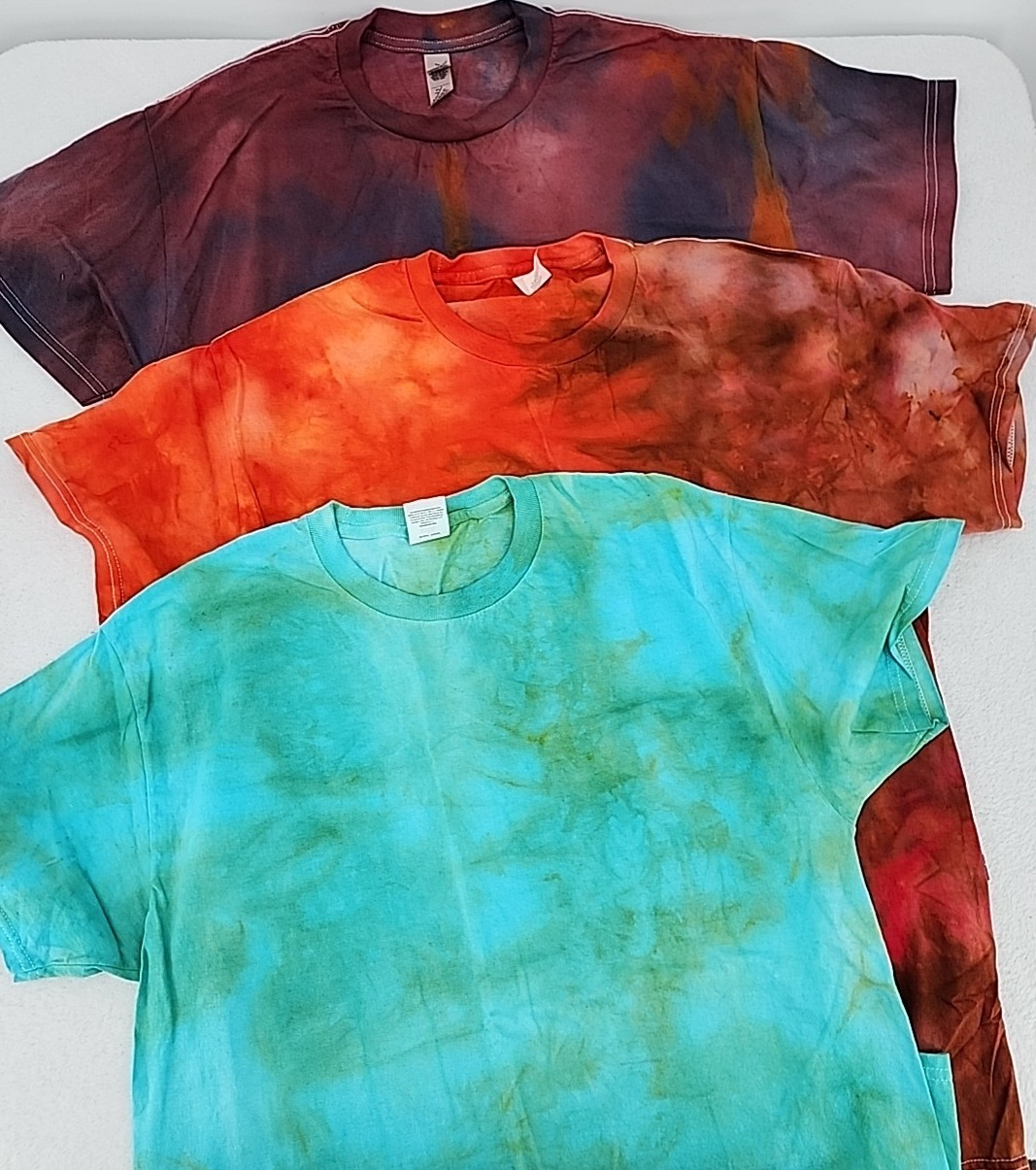 3 Procion Ice Tie Dye Short Sleeve Shirts Unisex Size Large Gildan & Hanes NEW! gallery
