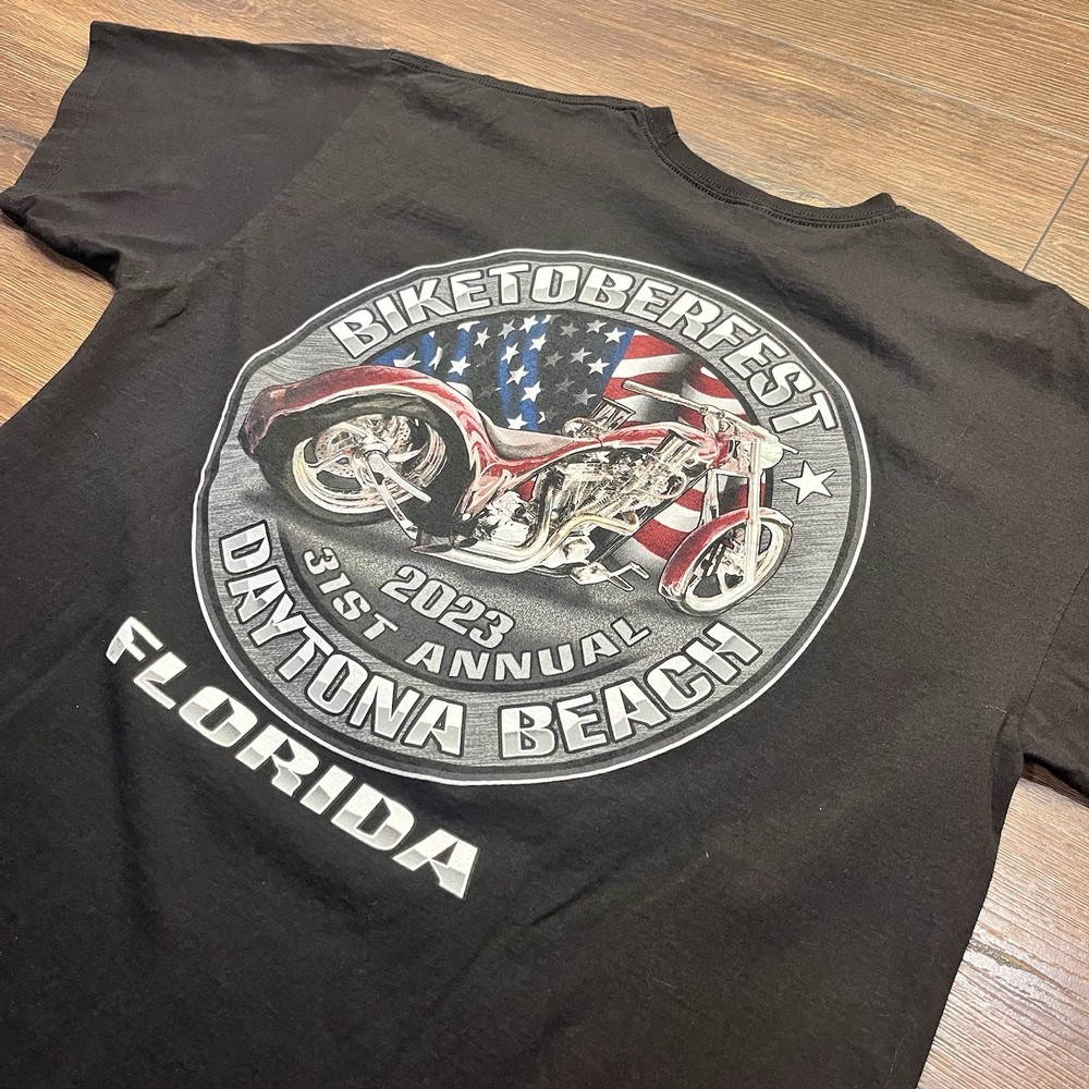 SUNA Heavy Weight Motorcycle Graphic T-Shirt Black Biketoberfest Daytona XL