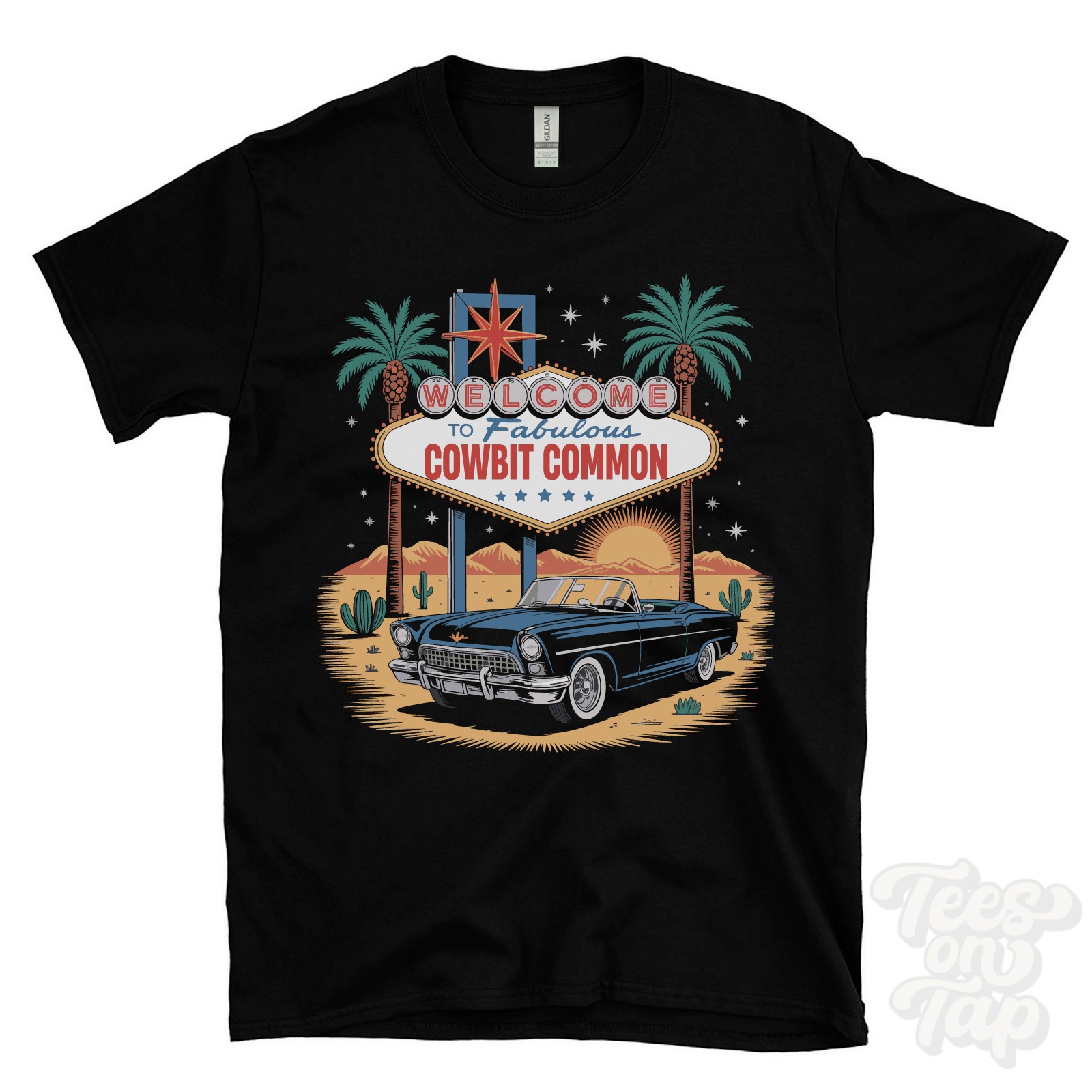 COWBIT COMMON LAS VEGAS SIGN PARODY FUNNY T-SHIRT spalding lincolnshire england
