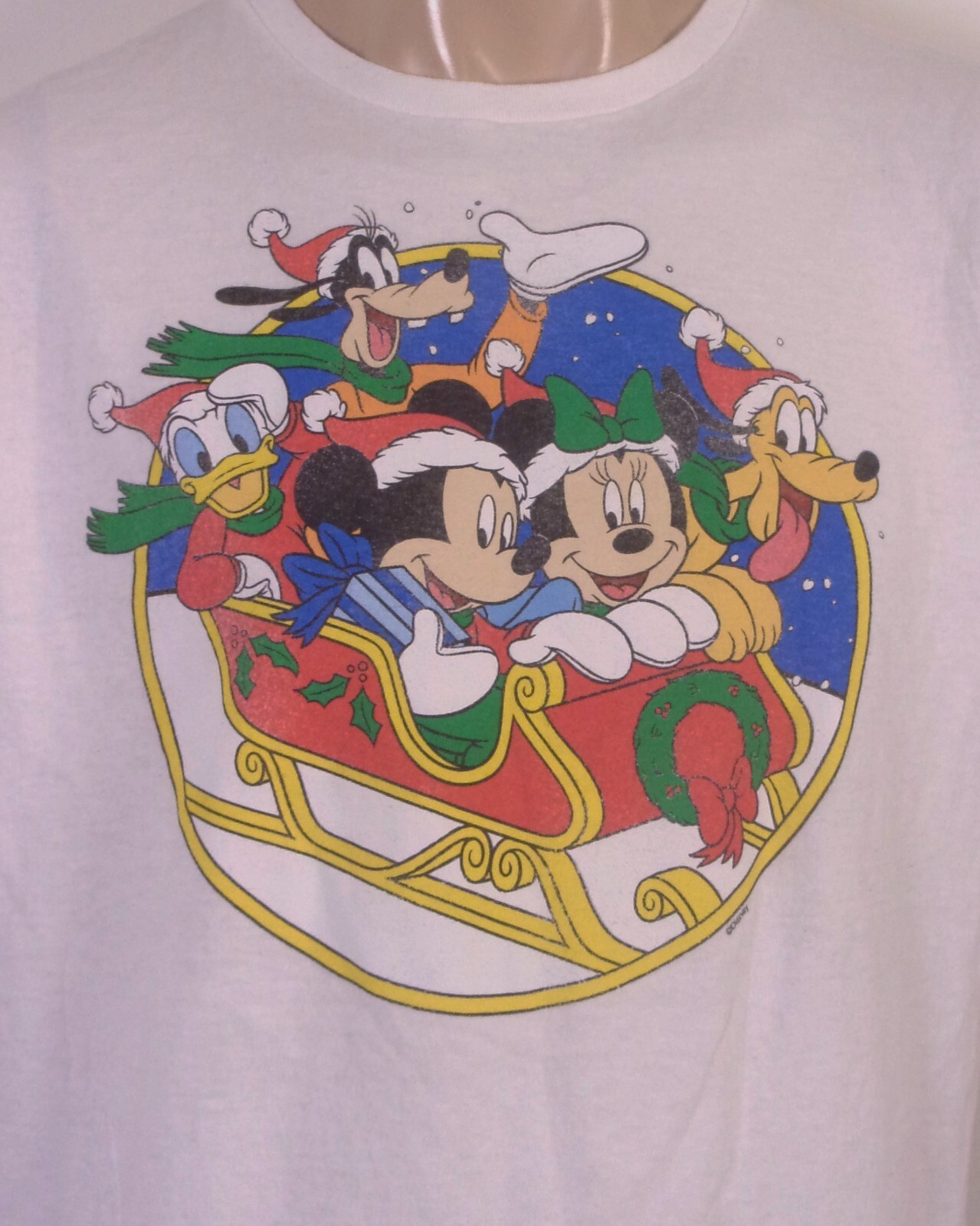 vintage 90s 00s Y2K Disney Christmas Theme T-Shirt Mickey Donald Minnie Goofy XL gallery