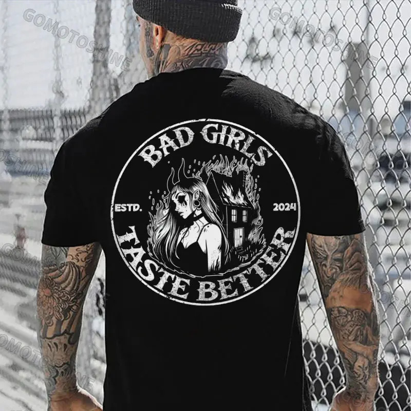 BAD GIRLS TASTE BETTER Gloomy Devil Girl Print Men’s T-Shirt