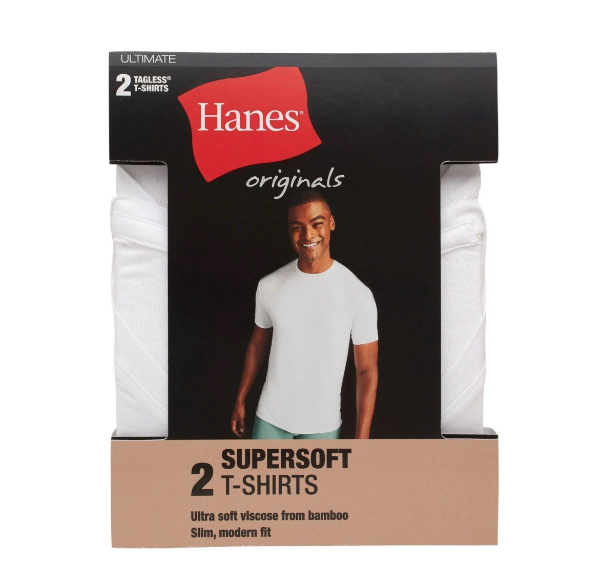 Hanes Originals Supersoft Tagless Bamboo Viscose T-Shirt White Small Crew Neck gallery
