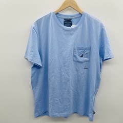 Nautica Mens Large Classic-Fit Solid Crew Neck Pocket T-Shirt in Blue FLAW 1333
