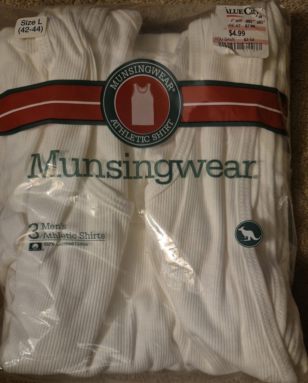 Vintage New Munsingwear Athletic Shirts 3pack Size L(42-44) 100% Combed Cotton gallery