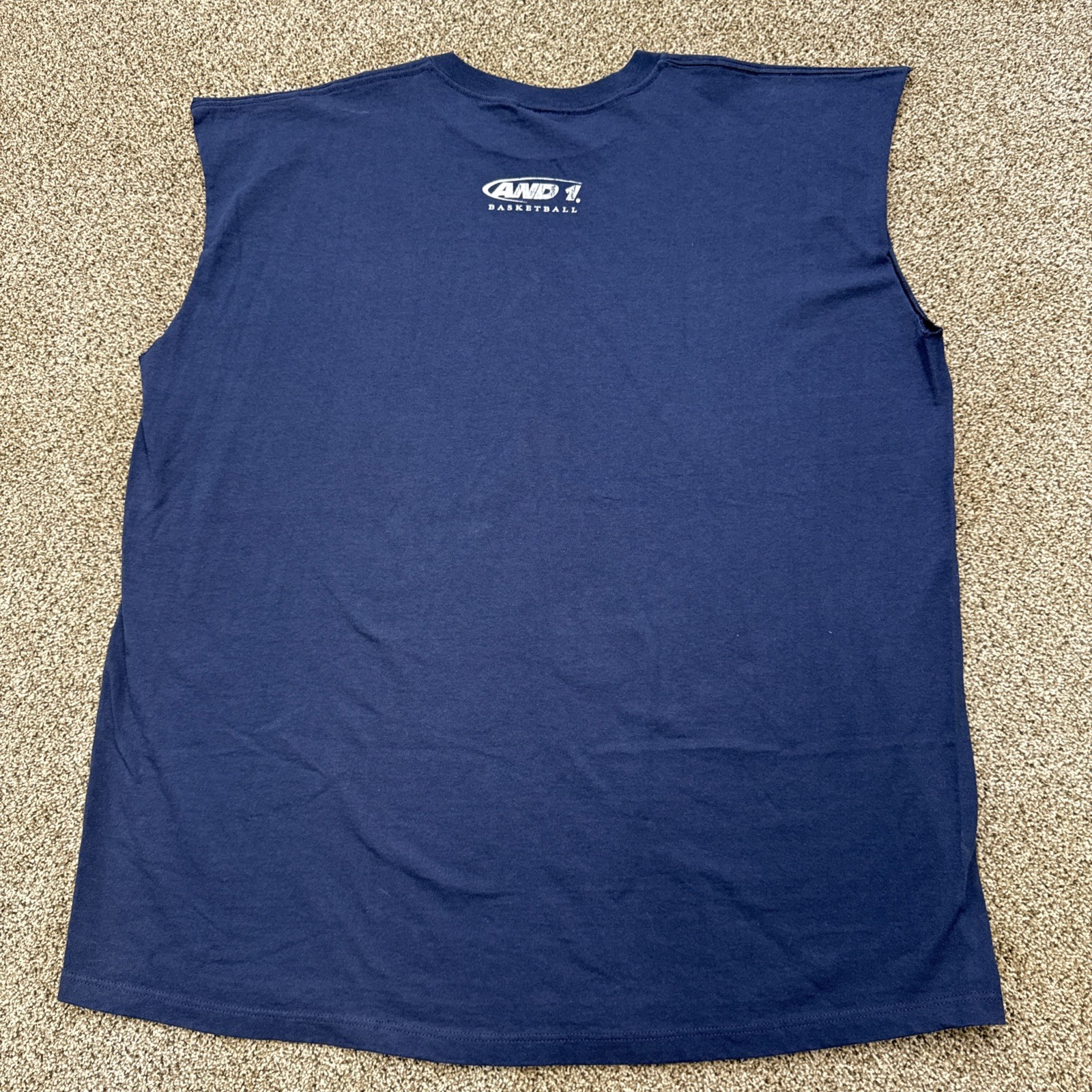 Vintage AND1 Basketball Muscle Shirt Size XXL Sleeveless Navy Blue Made In USA gallery