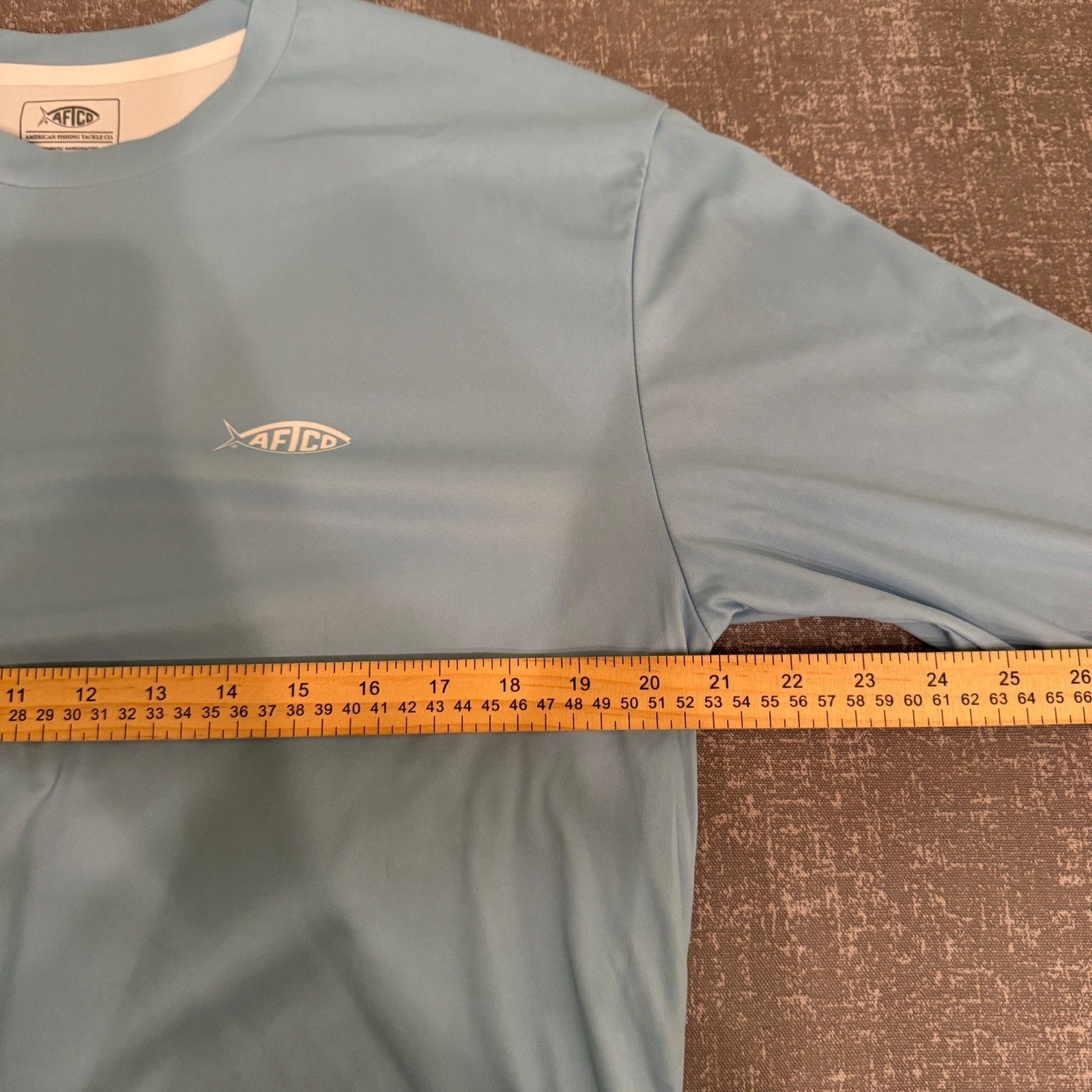 AFTCO Mens Blue Long Sleeve Fishing Performance Shirt Medium Graphic Logo Tee gallery