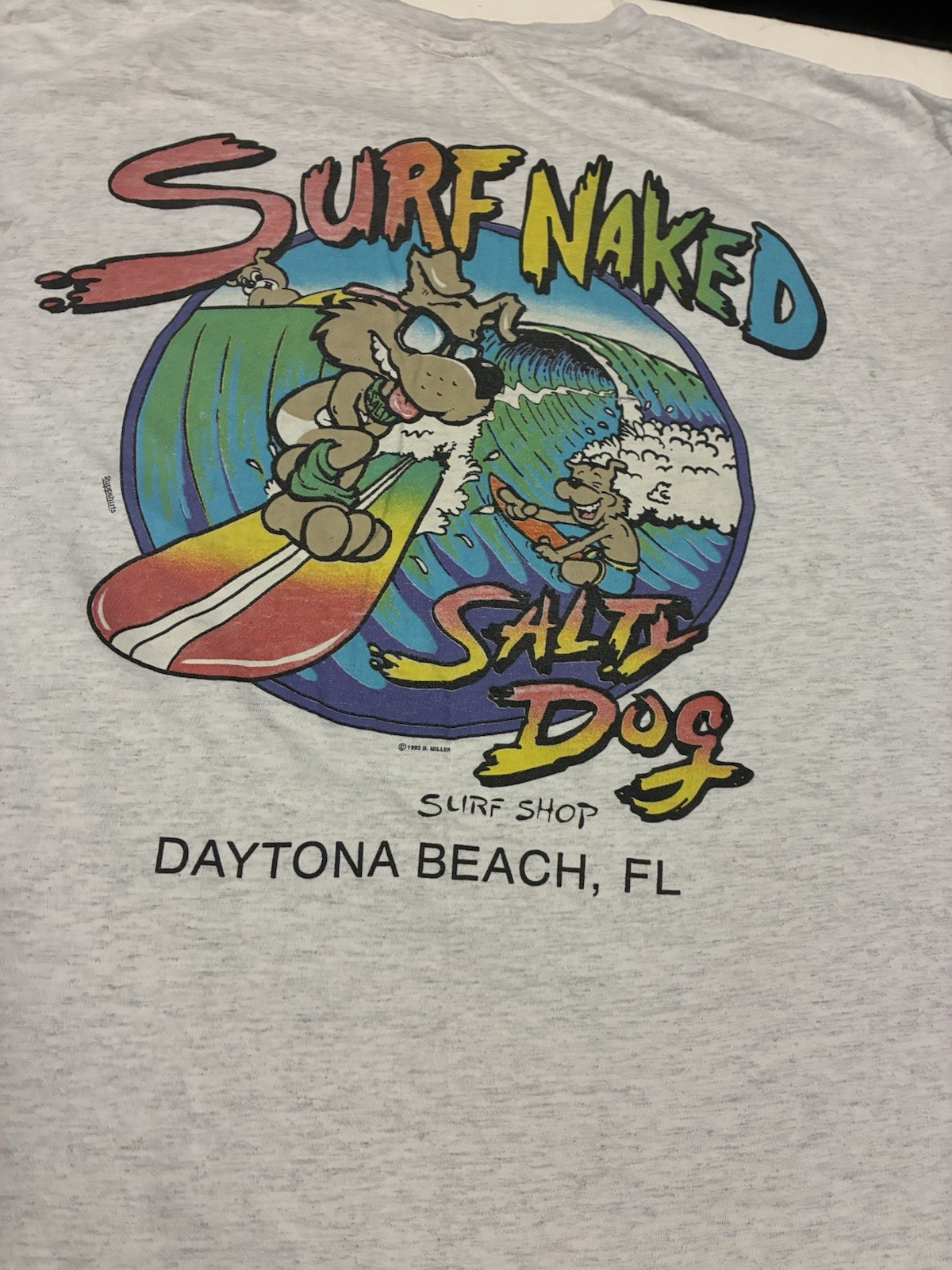 Vtg 93s salty dog surf shop tshirt Beach Surfing florida Size 2XL Single Stitch gallery