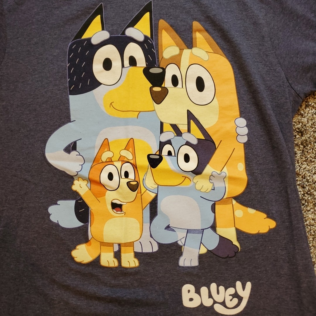 Bluey Family T-Shirt Unisex Medium Blue 50/50 Cotton-Poly Short Sleeves gallery