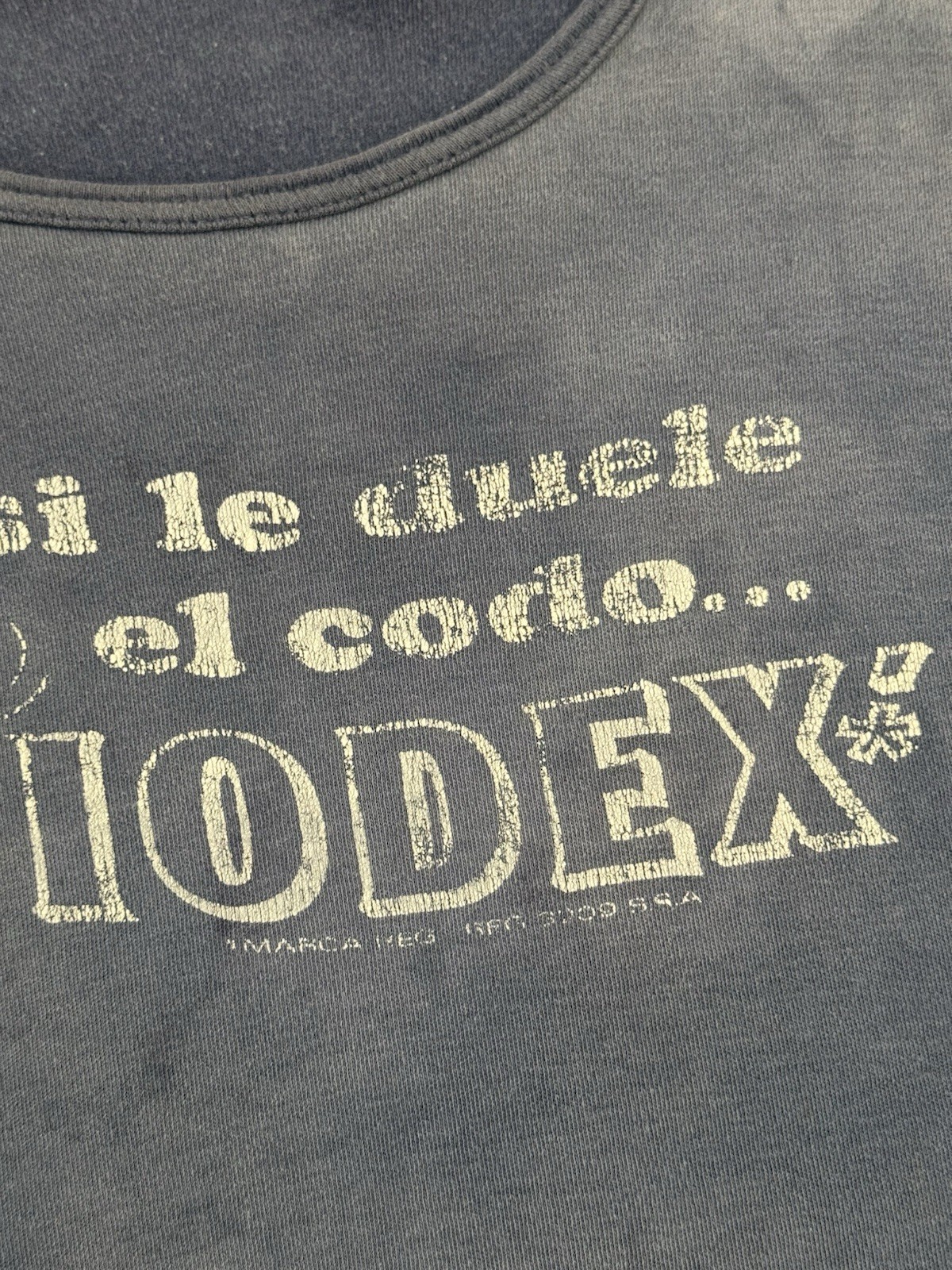 vintage 40s Sunfaded Blue Iodex Graphic Baby Cropped Tee S-M 50s Shirt gallery