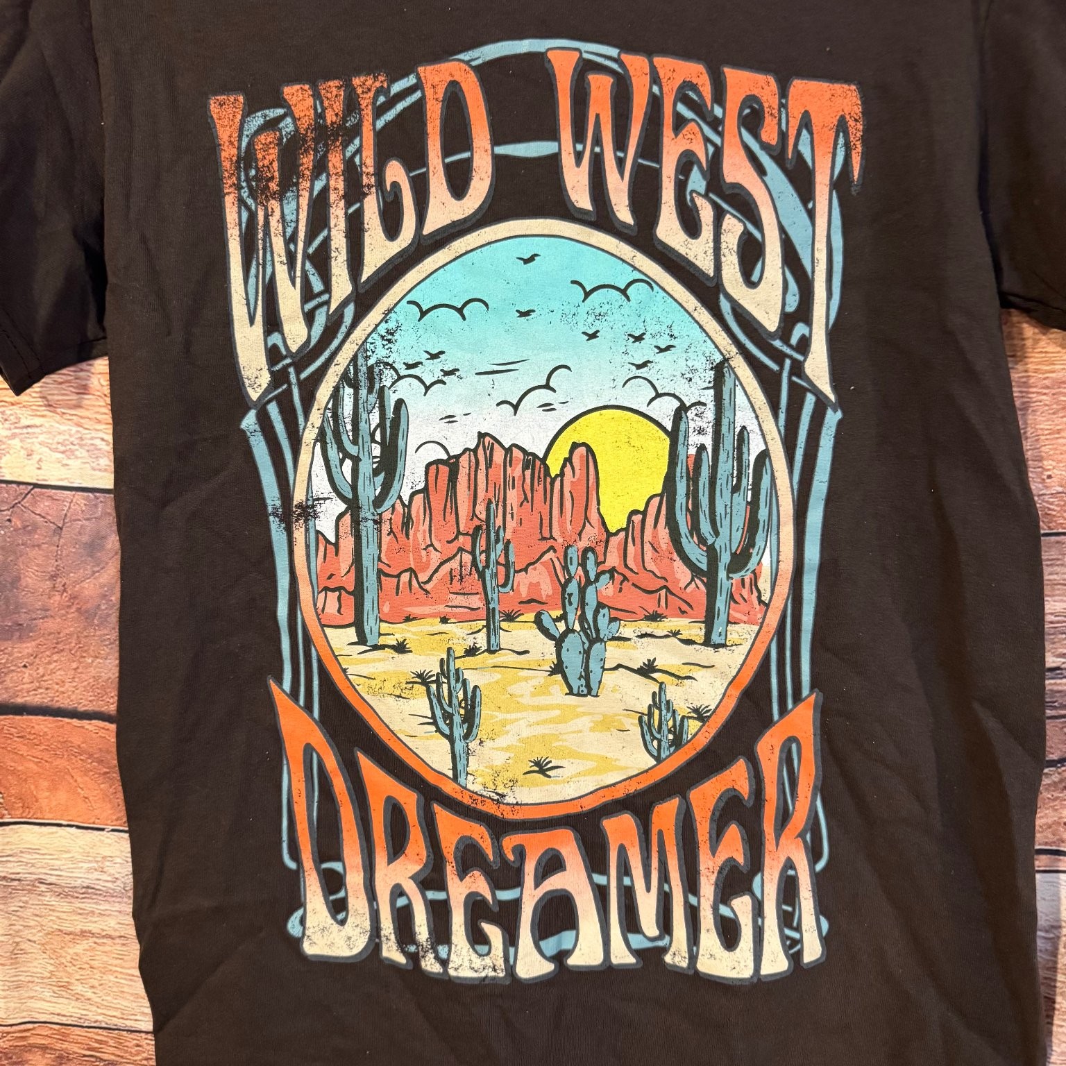 Goodie Two Sleeves Men's Brown M T-Shirt Wild West Dreamer Graphic Cotton Tee gallery