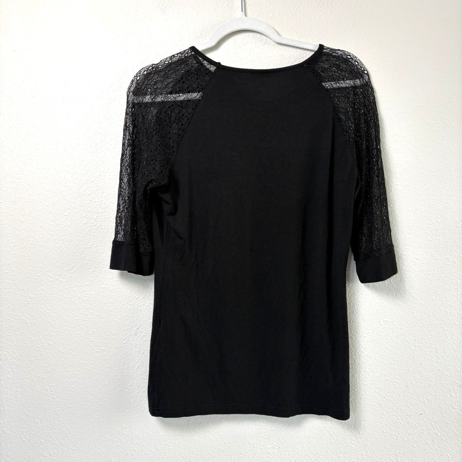 ORTTU Leonardo Top Mens Size M Black Jersey Short Lace Sleeves Sexy Fitted gallery