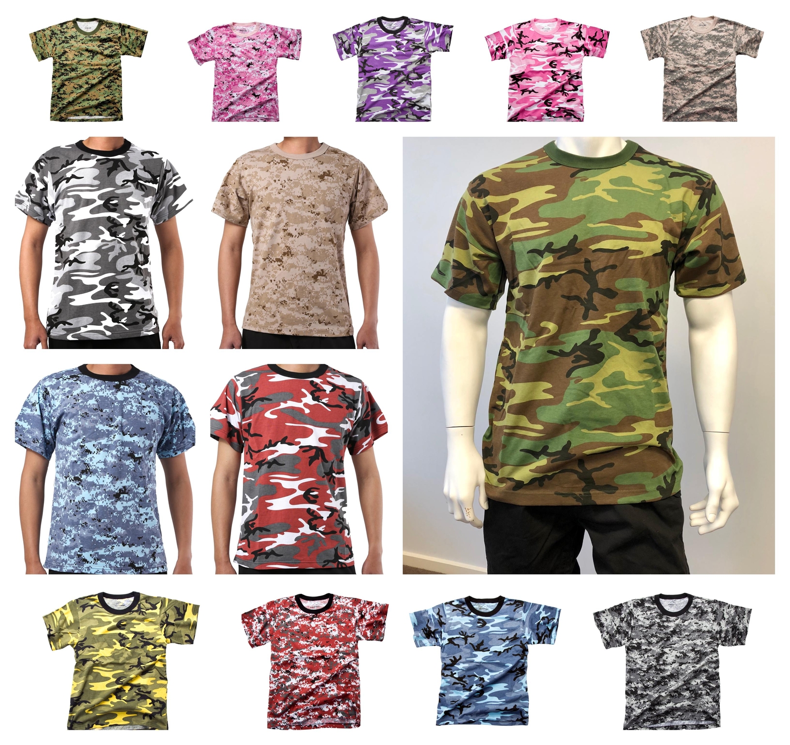 Mens Army Military Style Gym Training Running Outdoor Boot Camp Camo T-shirt Tee gallery