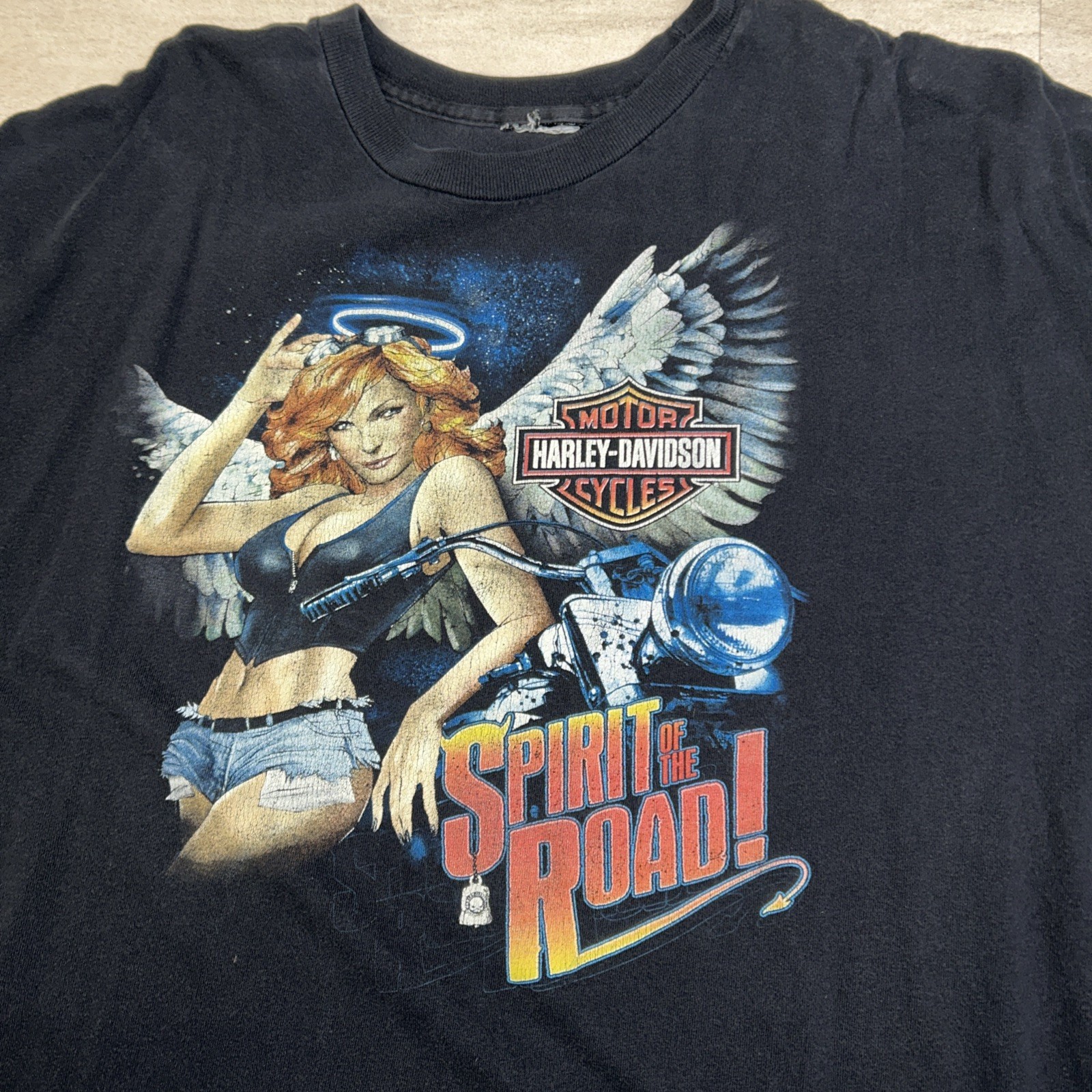 Vintage Y2k Harley Davidson Tee Shirt Size 2XL(?) Pin Up See Pics For Size gallery