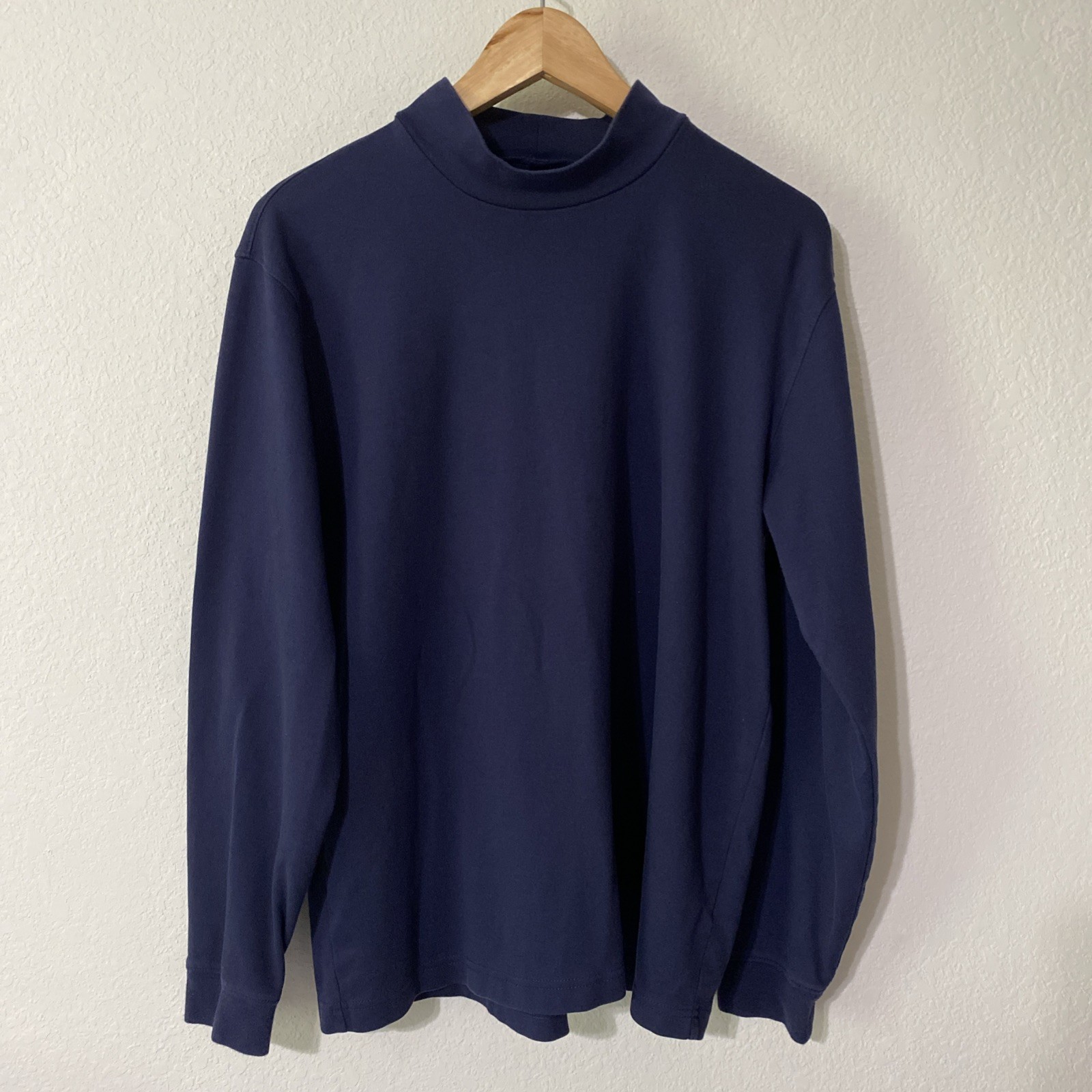 Eddie Bauer Navy Blue Mock Neck T Shirt Men’s L Casual Classic Cotton Layers gallery