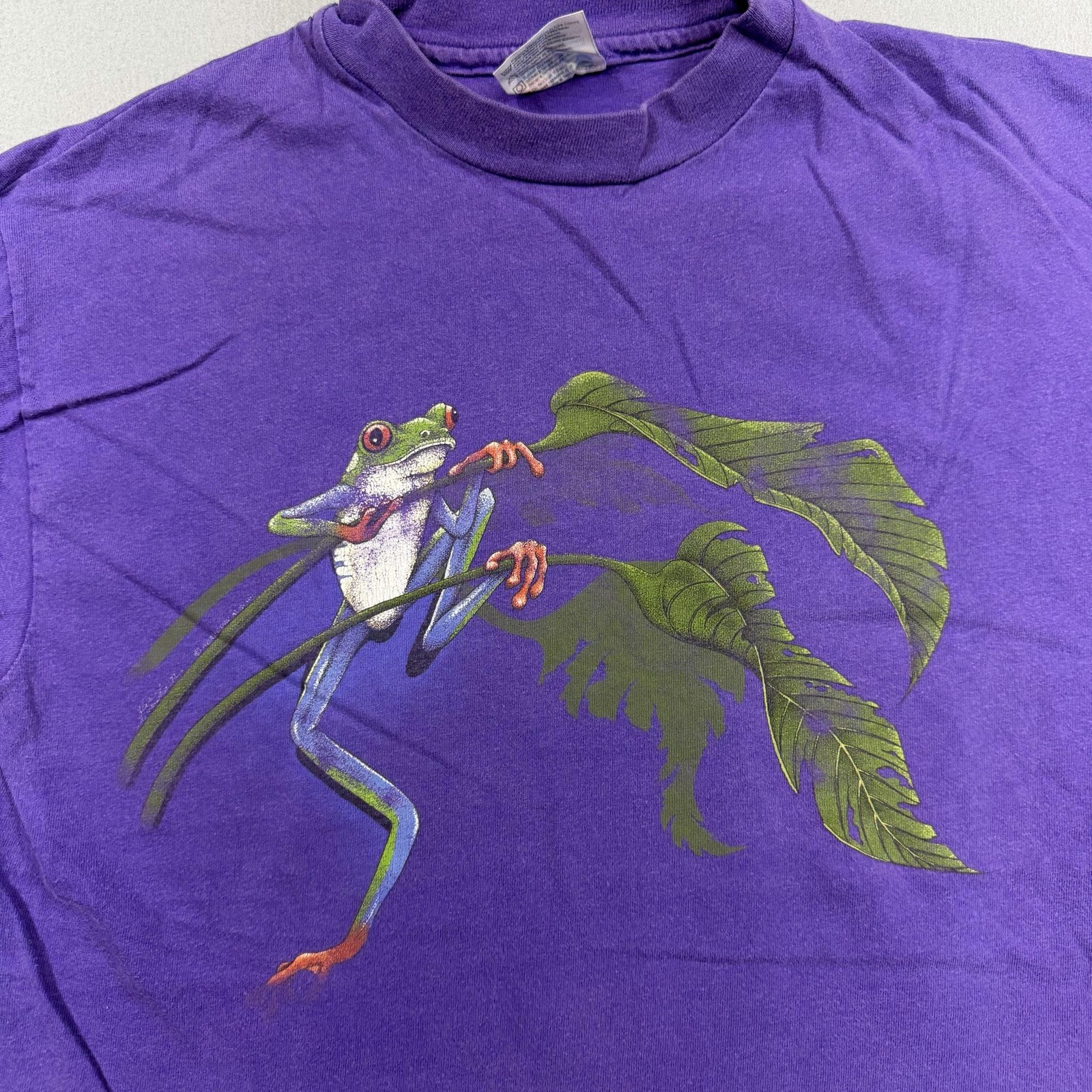 Vintage Frog Shirt Mens Medium Purple Graphic Double Sided 90s USA wildlife gallery