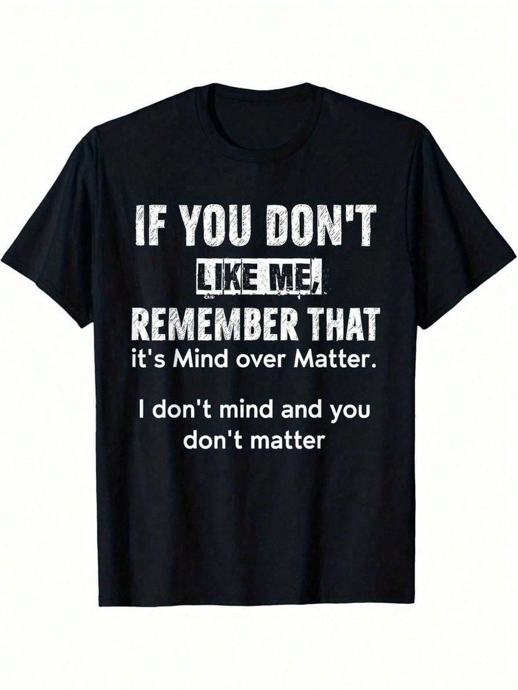 1pc Man S’ Witty Quote Print Black TShirt, Crew Neck, Casual Cotton Tee