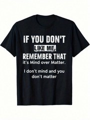 1pc Man S’ Witty Quote Print Black TShirt, Crew Neck, Casual Cotton Tee