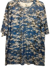 BADGER Sport Blue Taupe Black Print Fishing Sport Outdoor T SHIRT Mens 2XL Poly