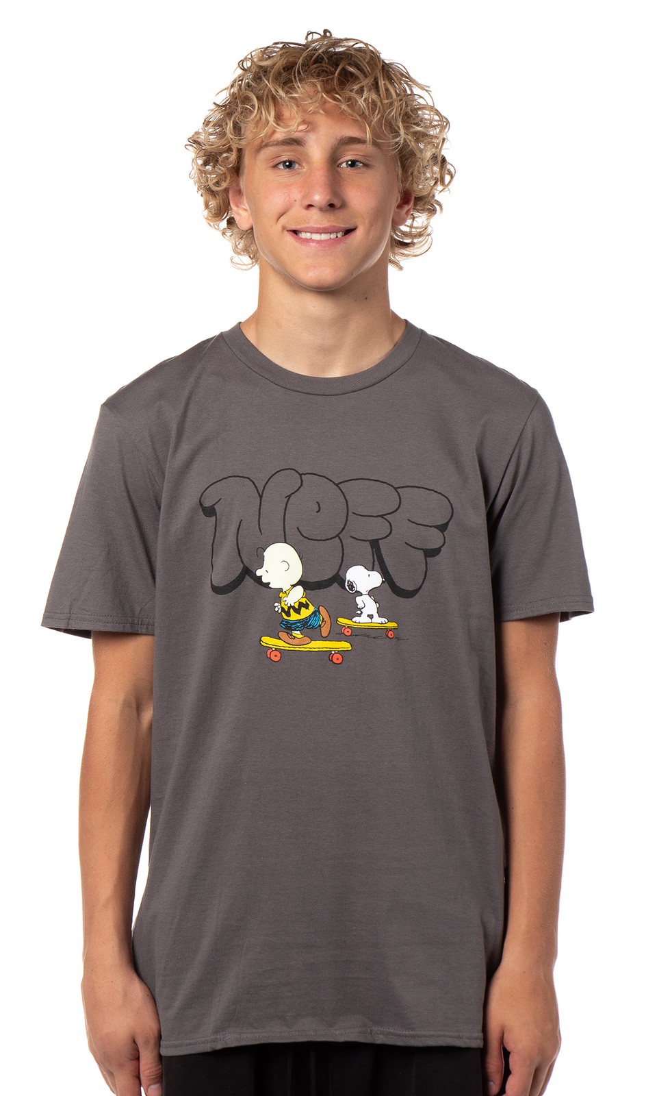 Neff Peanuts Men's Charlie Brown and Snoopy Skateboard Adventure T-Shirt gallery