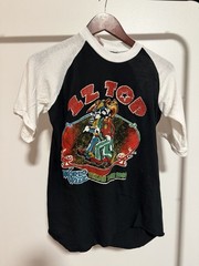 Vintage 80s ZZ Top World Wide Texas Tour Raglan Parking Lot Tee Size Medium