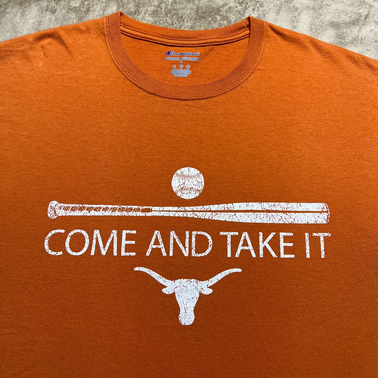 Champion Texas Longhorns Come And Take It T Shirt Mens L Burnt Orange Baseball gallery