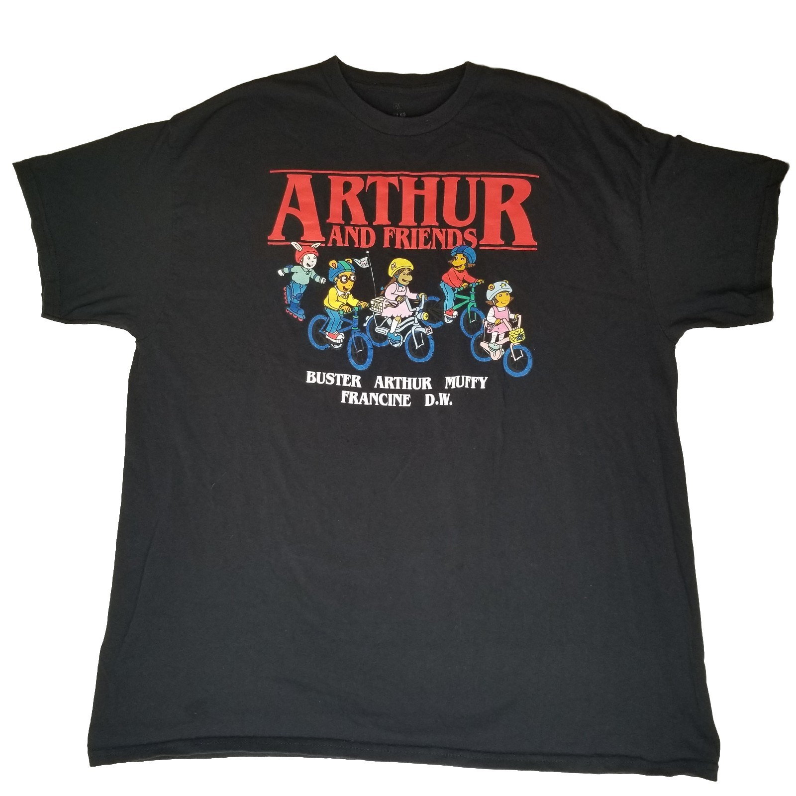 Arthur PBS Kids TV Show Black T Shirt Ripple Junction XL Stranger Things Parody
