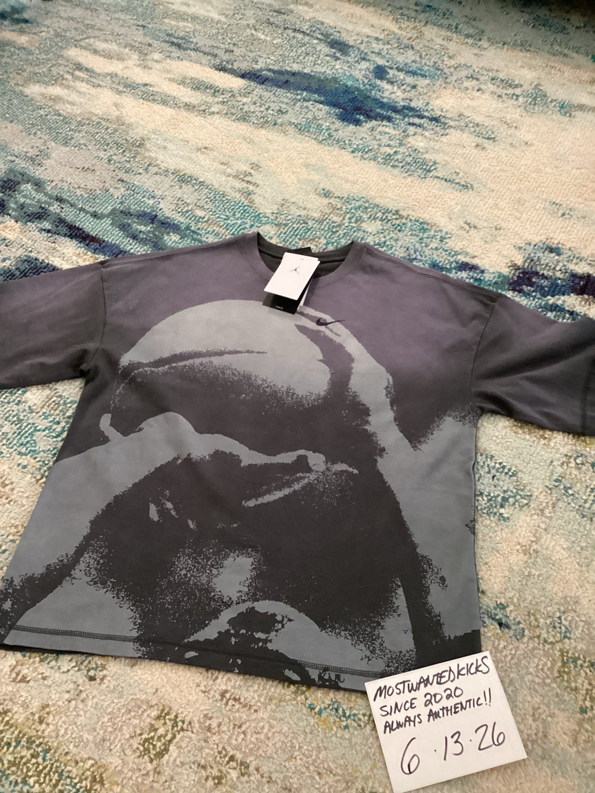 NWT Nike Air Jordan Shooting Graphic Anthracite Loose Fit T-Shirt Men’s Sz S gallery