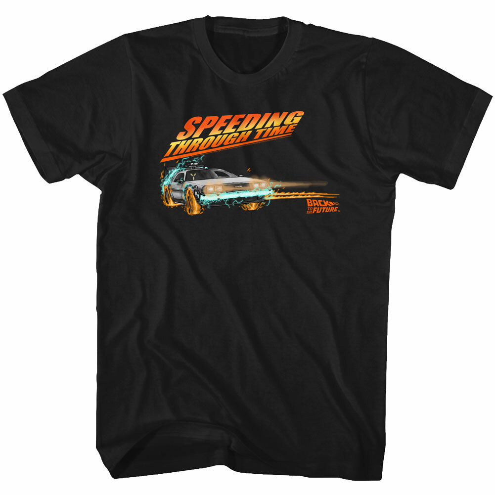 Back To The Future Movie DeLorean Speeding Through Time Teleport Men's T Shirt gallery