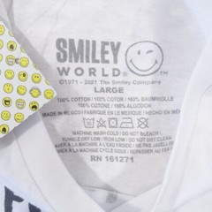SMILEY WORLD WHITE LARGE JUST FEEL GOOD SMILE HAPPY WAVES ART TSHIRT MENS NEW