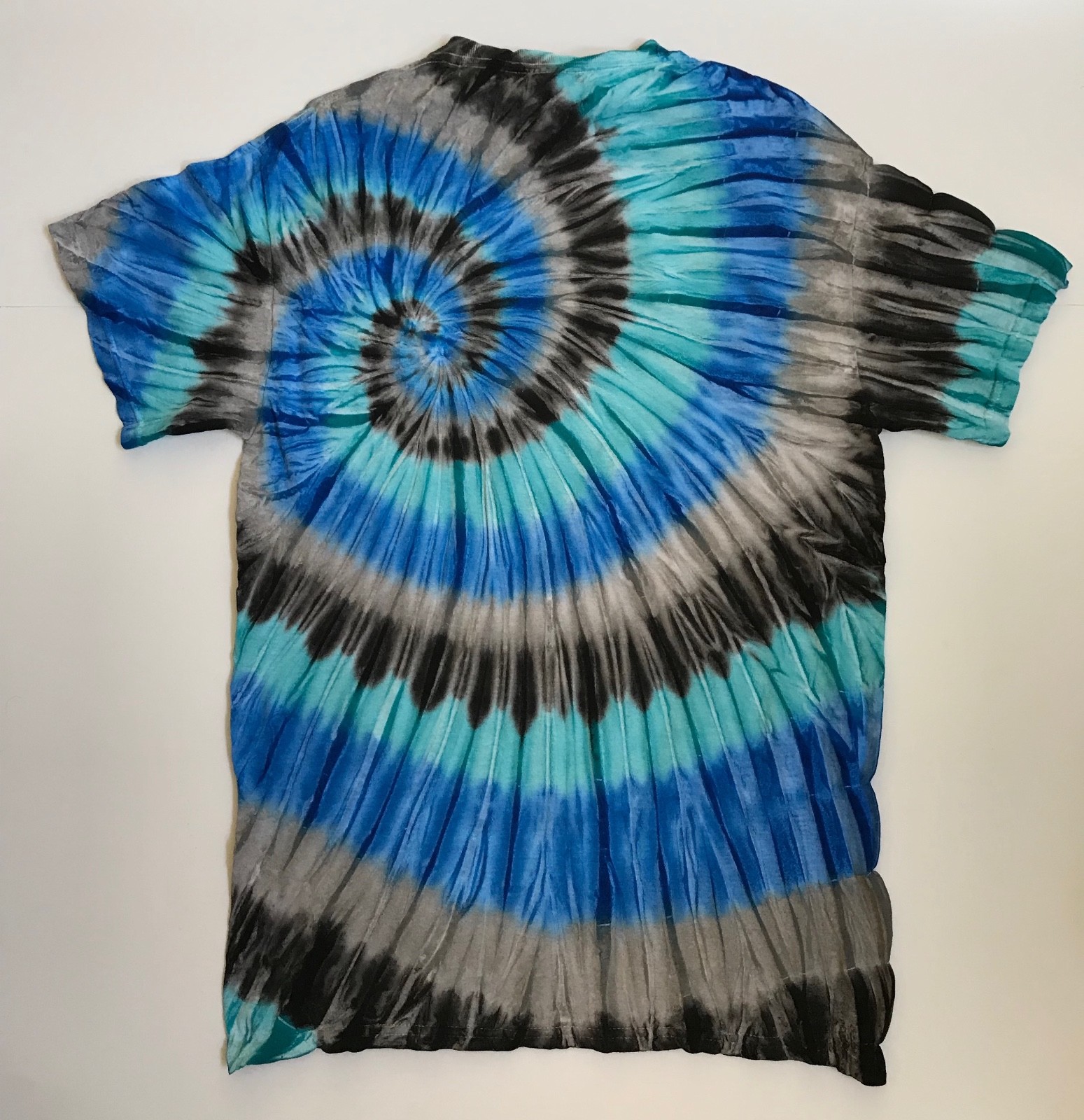 *New* 2XL - Sm Handmade Tie Dye, Carbon Blue Offset Spiral, Crew or V-Neck gallery