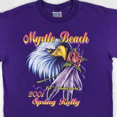 vintage 2001 MYRTLE BEACH BIKER RALLY EAGLE ROSE T-Shirt MEDIUM motorcycle 90s