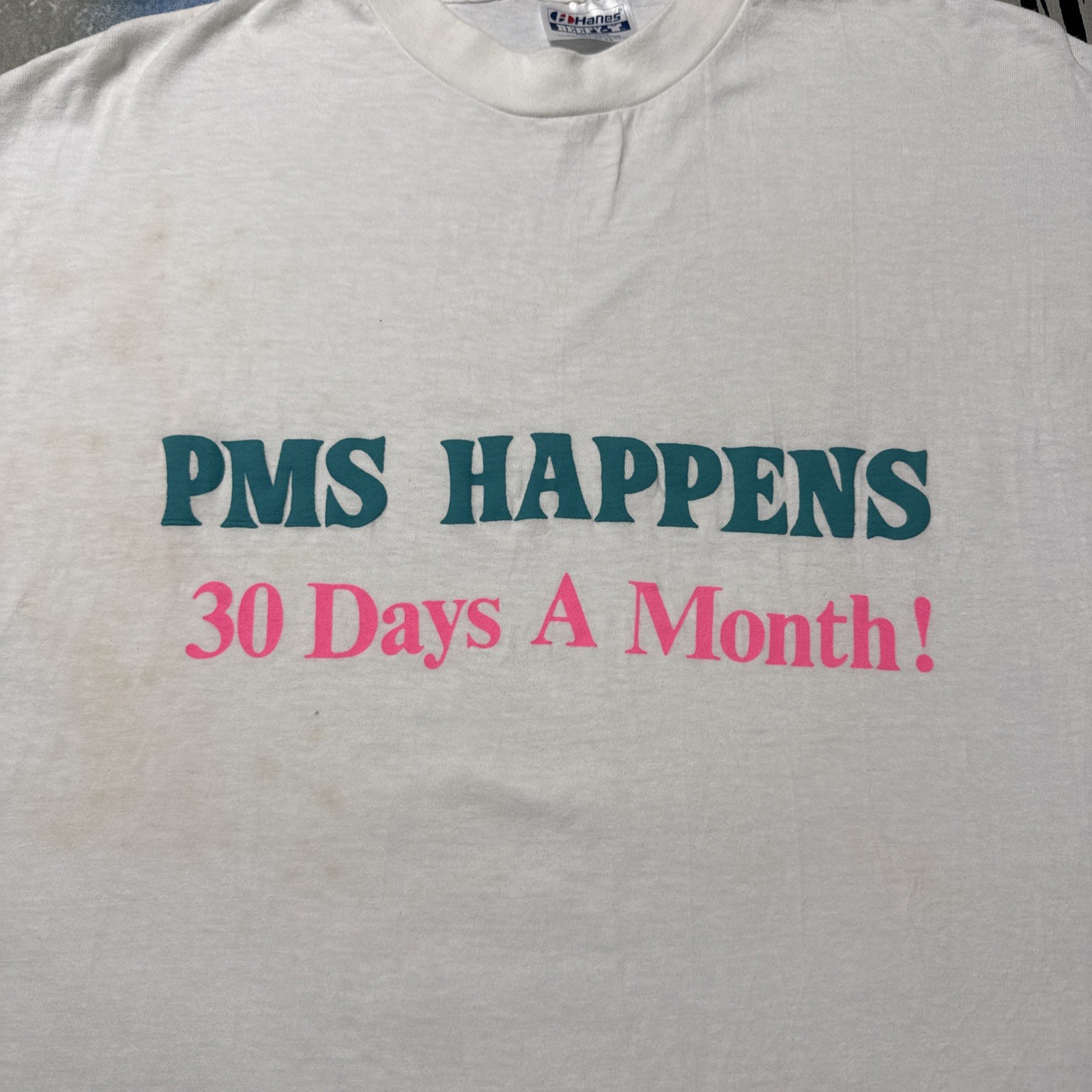 PMS Happens 30 Days a Month Men's L T-Shirt VTG Single Stitch gallery