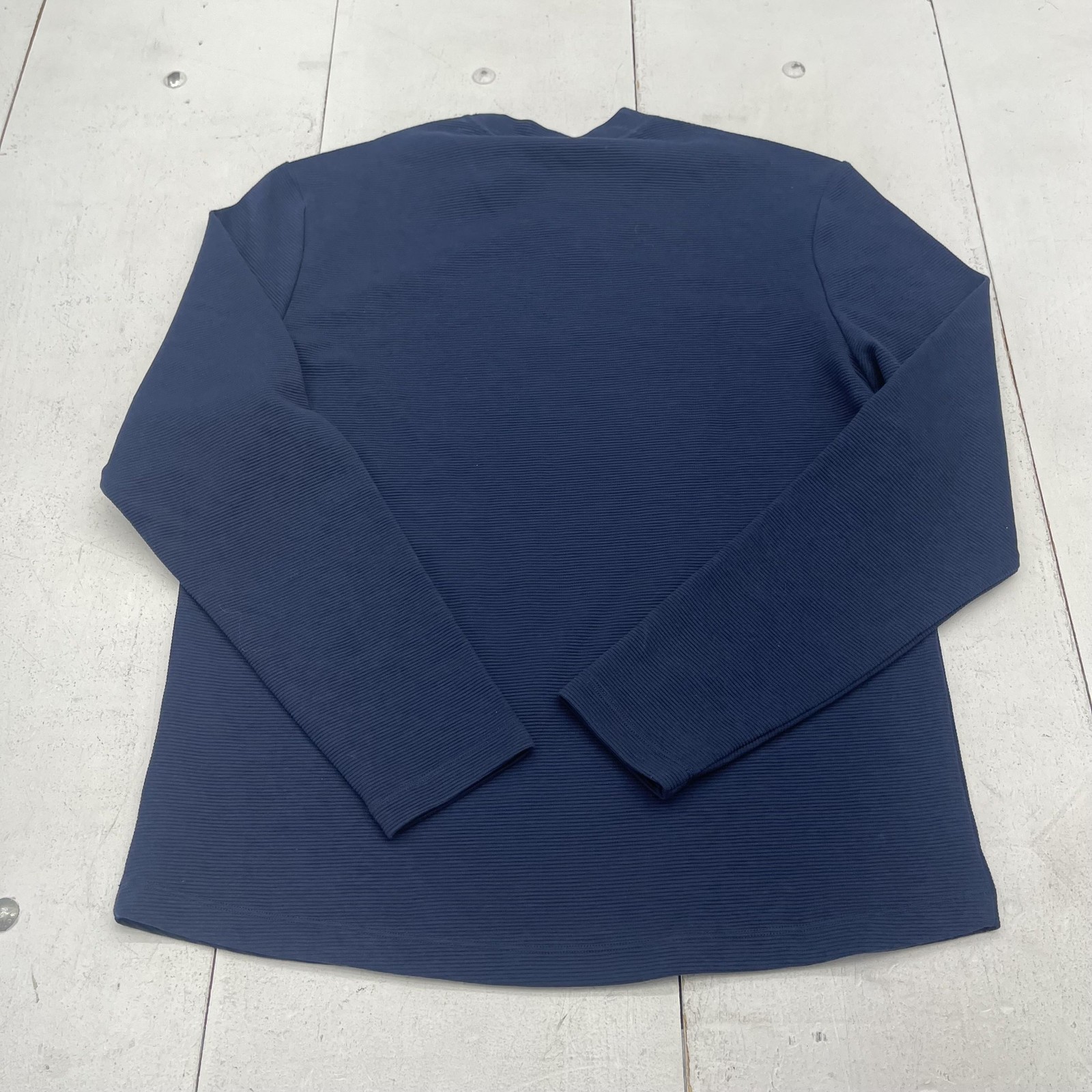 The Commons Shirt Mens Large Blue Long Sleeve Rib Knit Crewneck Stretch Tee gallery