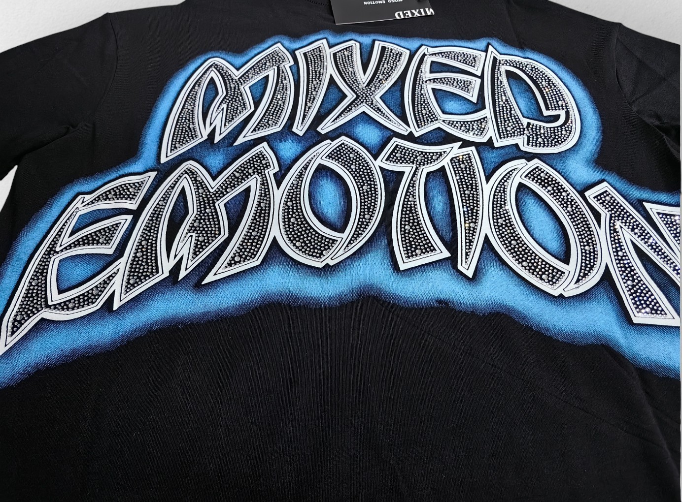 NEW 2026 Mixed Emotion Black "Spirit" Rhinestone High-Quality Men's T-Shirt S-XL gallery