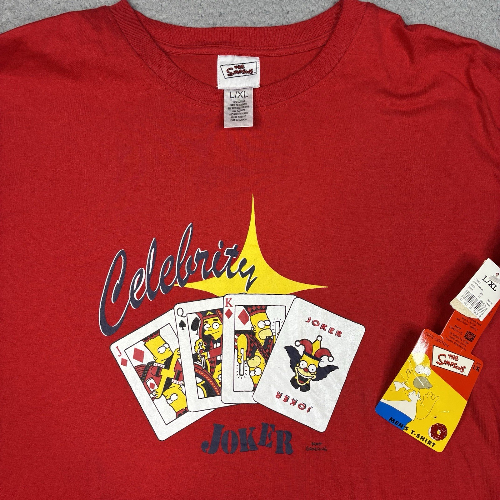 Vintage 2004 The Simpsons Celebrity Joker Red T-Shirt L/XL Y2K NWT gallery