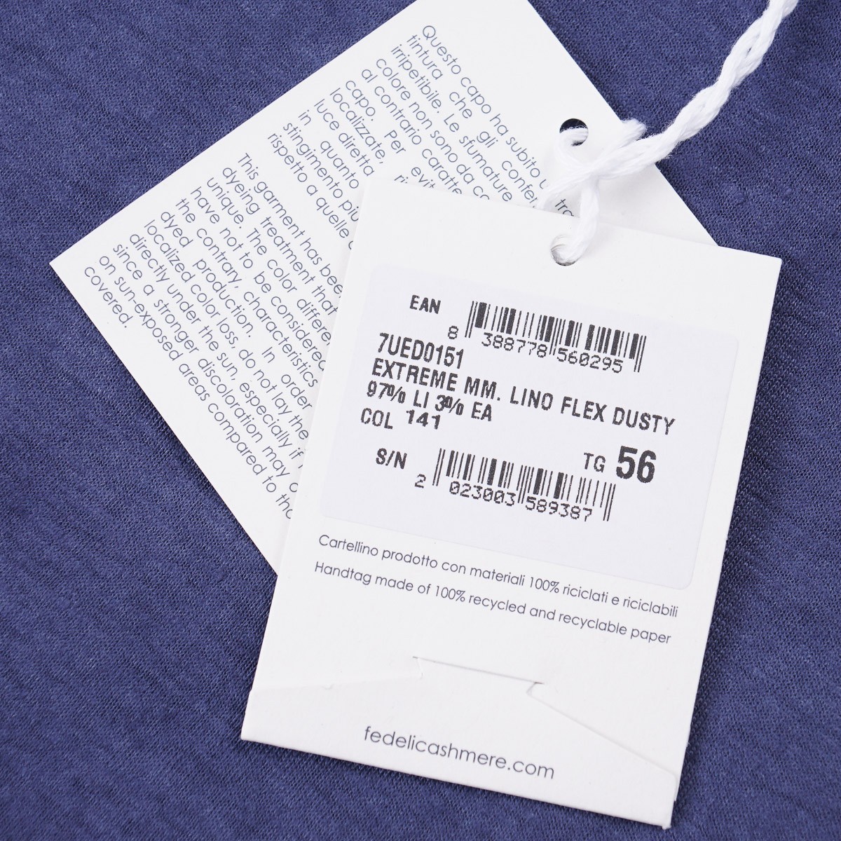 Fedeli Slim-Fit Night Blue Lightweight Stretch Linen T-Shirt XXL (Eu 56) NWT Tee gallery